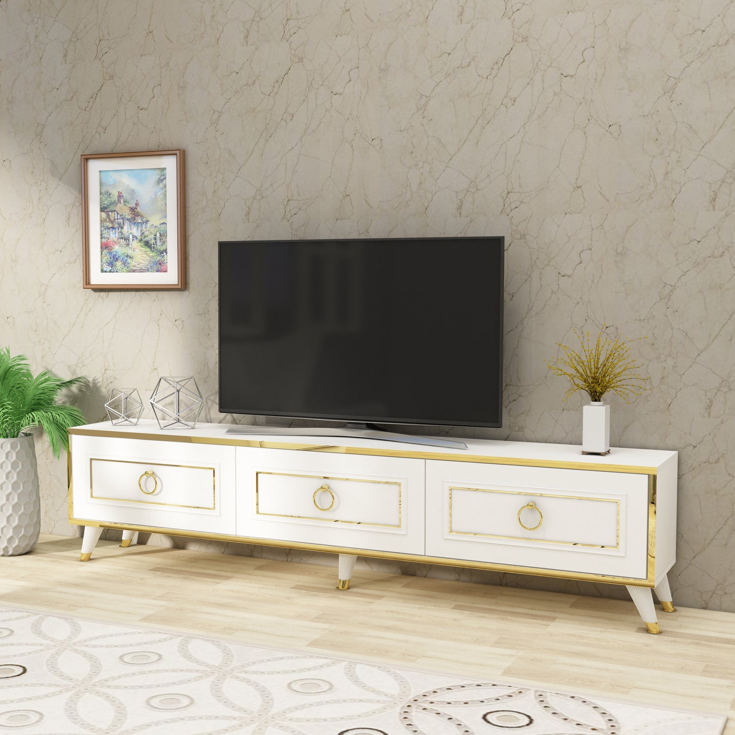 180 cm Wide TV Stand and Media Console with Cabinets Romens