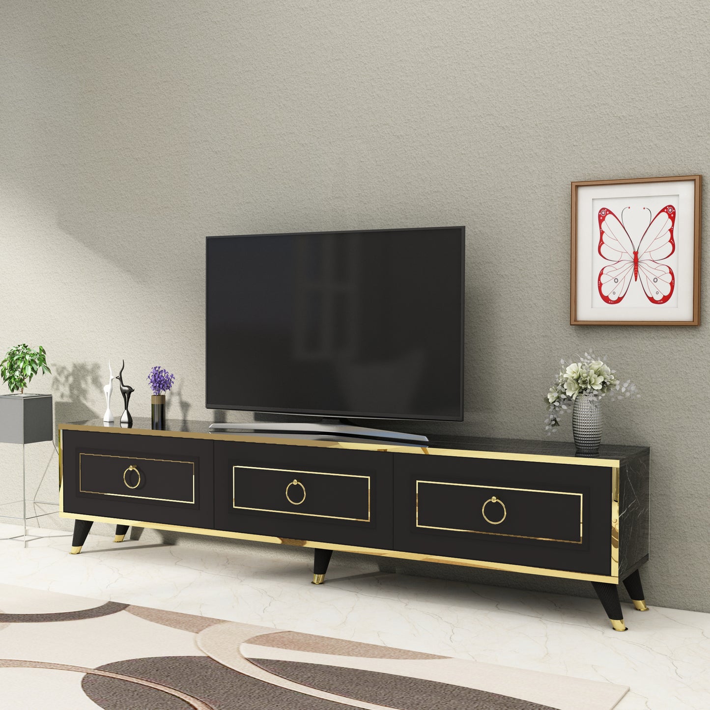 180 cm Wide TV Stand and Media Console with Cabinets Romens