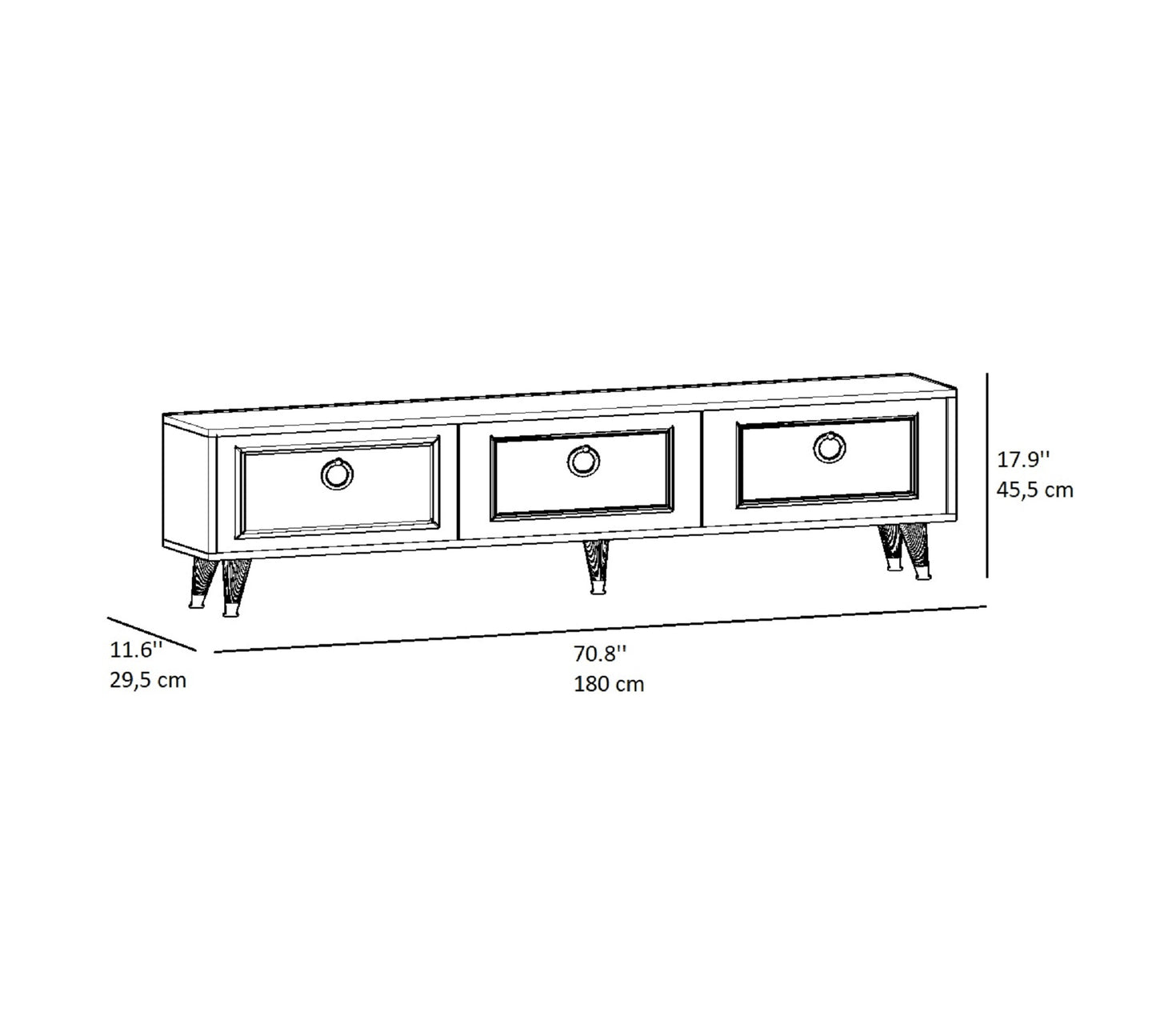 180 cm Wide TV Stand and Media Console with Cabinets Romens