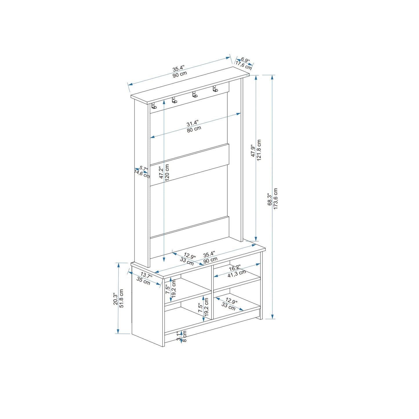 Flurgarderobe mit Regalen Amelia