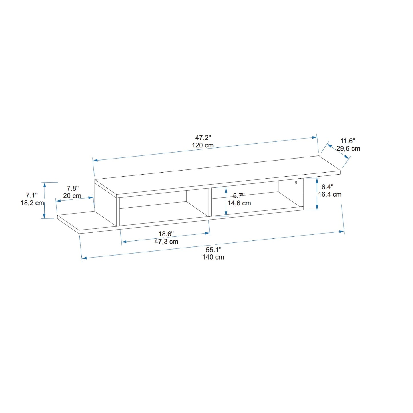 Floating TV Stand with Shelves Eldon