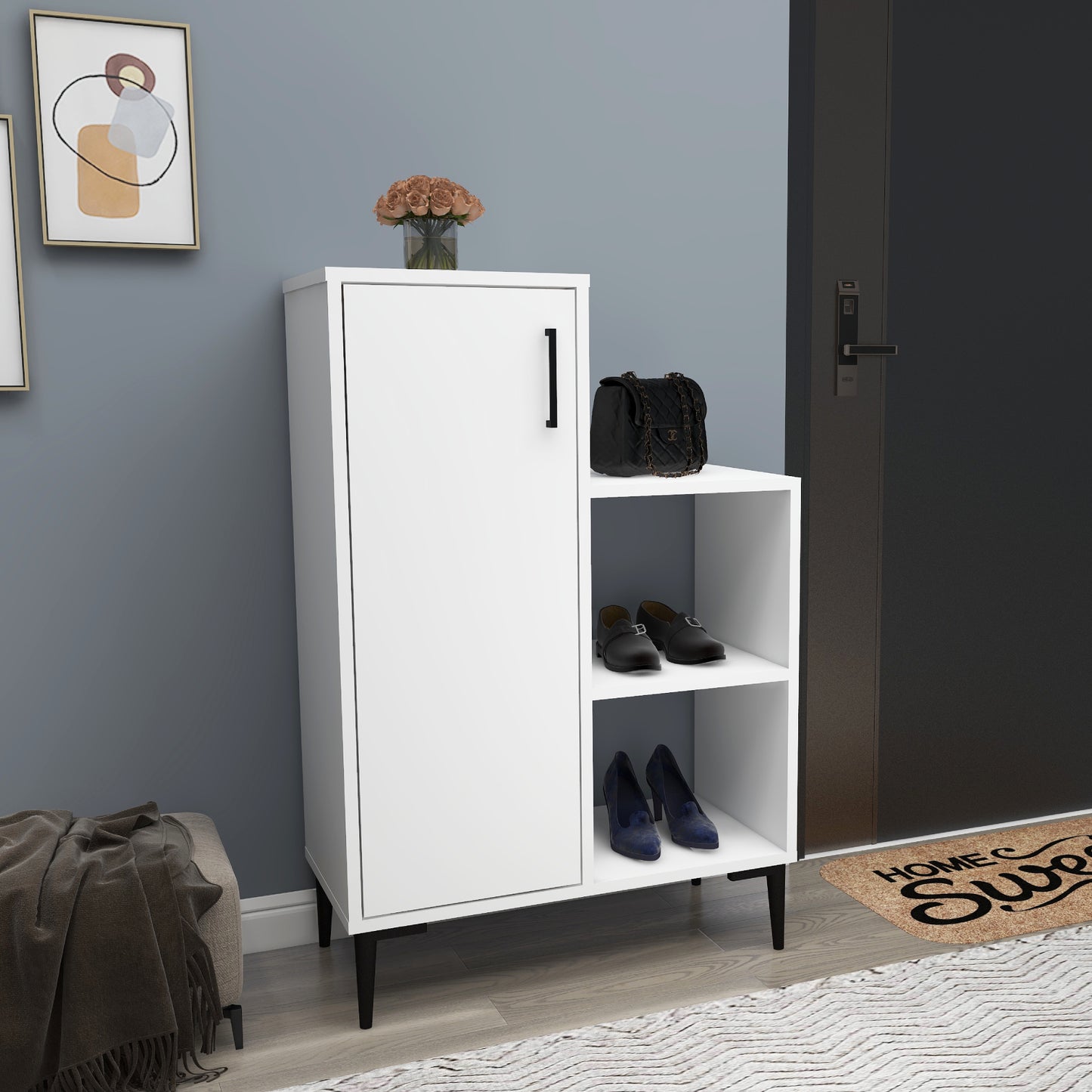 Shoe Storage Shelf with Cabinet Beate