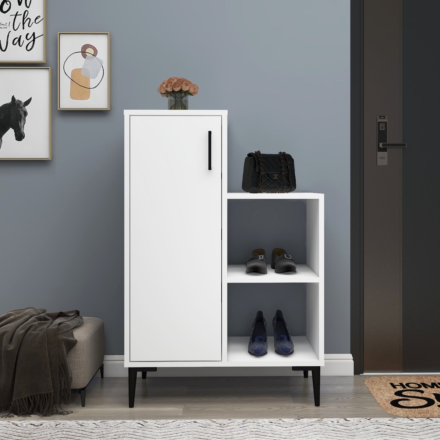 Shoe Storage Shelf with Cabinet Beate