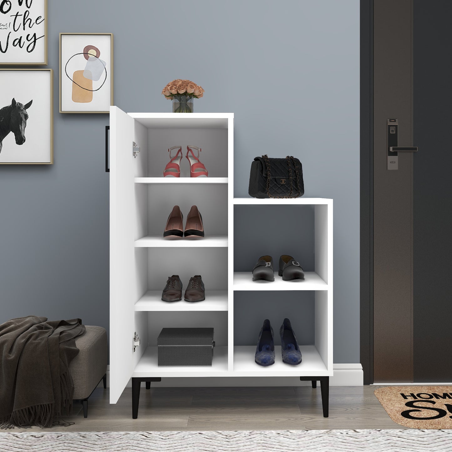 Shoe Storage Shelf with Cabinet Beate