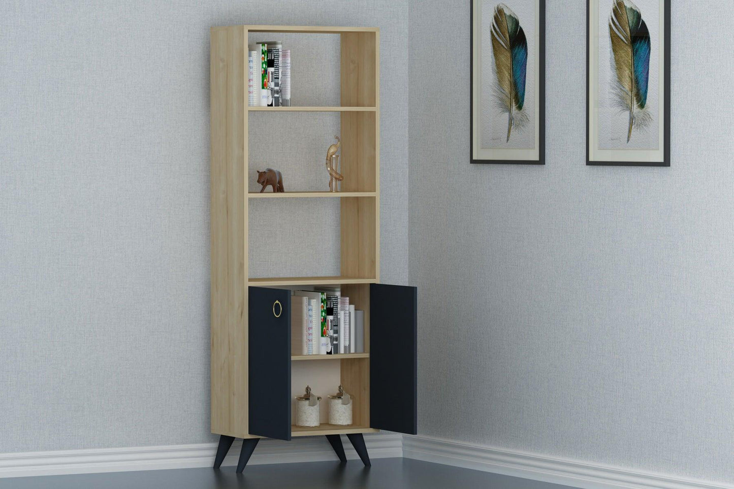 Ariana Bookcase with Cabinets and Shelves - Destina Home