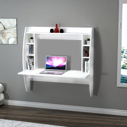 Wall Mounted Computer Desk with Shelves Renaye