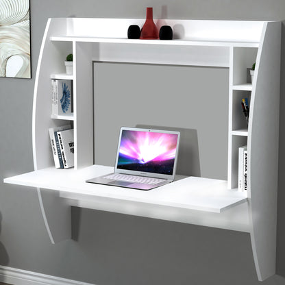 Wall Mounted Computer Desk with Shelves Renaye