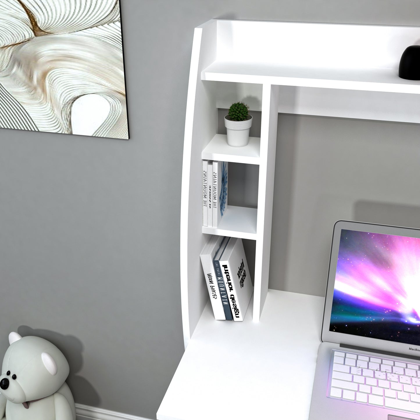 Wall Mounted Computer Desk with Shelves Renaye