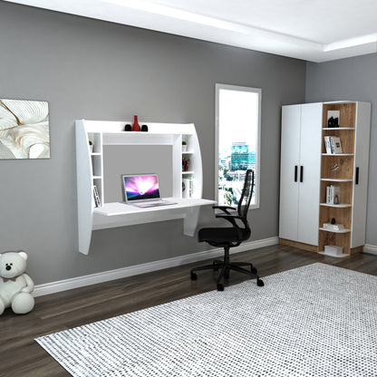 Wall Mounted Computer Desk with Shelves Renaye